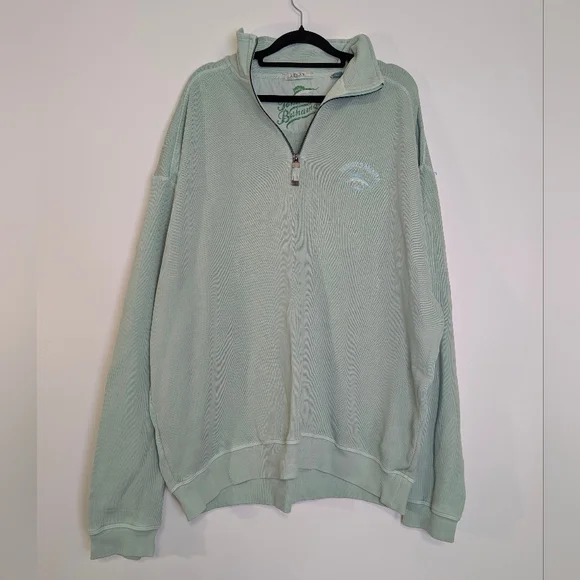 Tommy Bahama Relax 1/4 Zip Sweatshirt Mint Green XL 100% Cotton Coastal - Picture 3 of 7